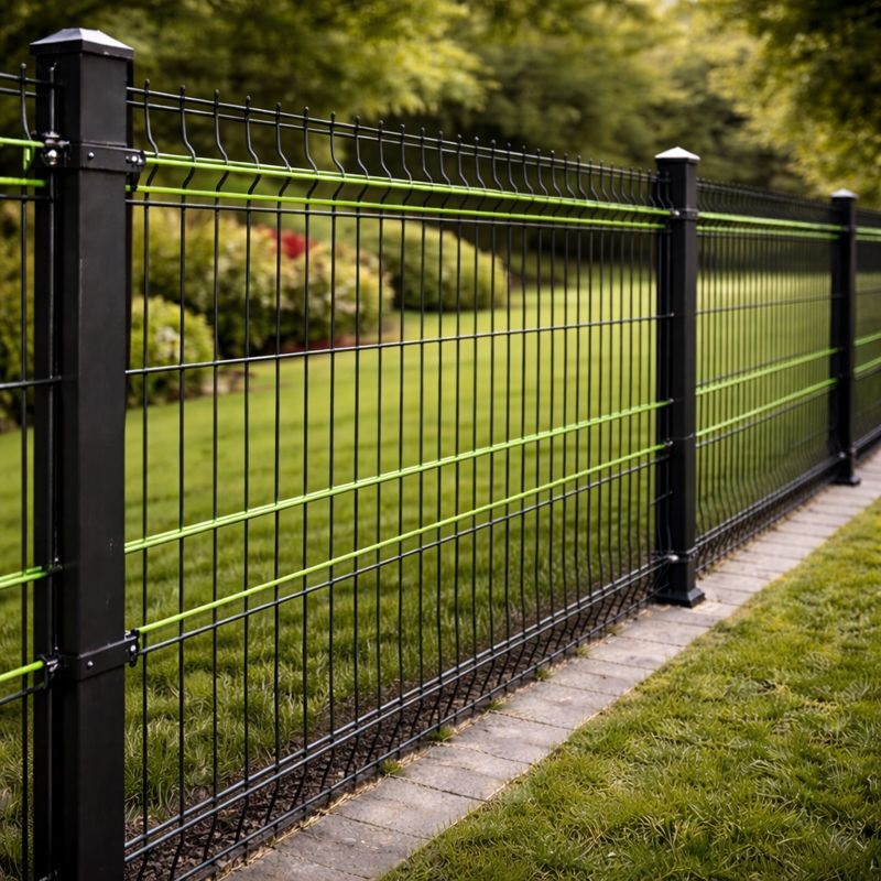 Yeşil PVC kaplı panel çit sistemi